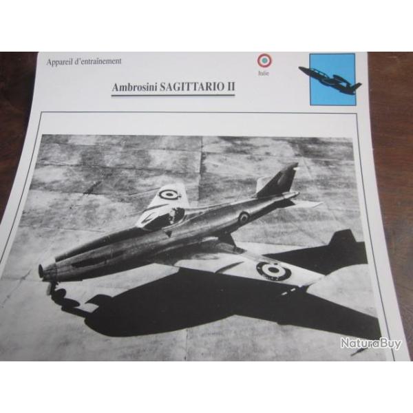 FICHE  AVIATION  TYPE  APPAREIL D ENTRAINEMENT   / AMBROSINI  SAGITTARIO II  ITALIE