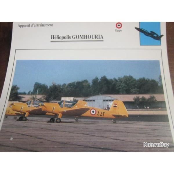 FICHE  AVIATION  TYPE  APPAREIL D ENTRAINEMENT   / HELIOPOLIS GOMHOURIA   EGYPTE