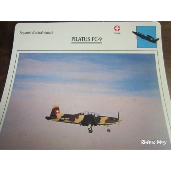 FICHE  AVIATION  TYPE  APPAREIL D ENTRAINEMENT   / PILATUS PC 9  SUISSE