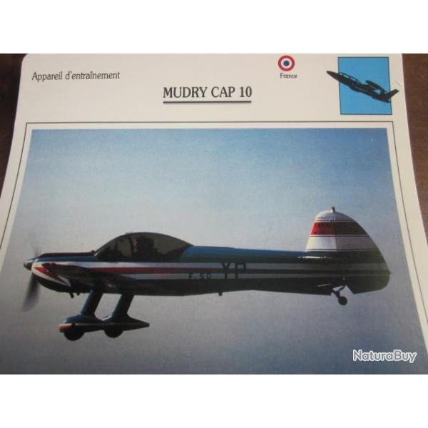 FICHE  AVIATION  TYPE  APPAREIL D ENTRAINEMENT   / MUDRY CAP 10  FRANCE
