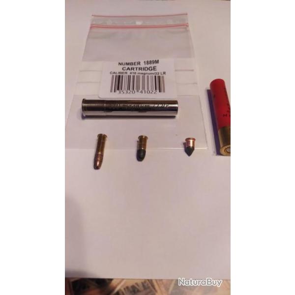 cartouche douille reductrice calibre 410 magnum/22lr en acier