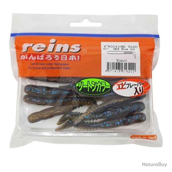 Leurre souple Reins Rockvibe Shad 3 pouces par 12 New Blue Gill