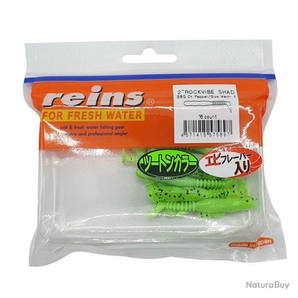 Rockvib Shad 2" Reins Chartreuse Pepper / Glow melon