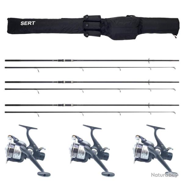 Ensemble 3 cannes AKA FITCARP 10ft 3lbs et 3 moulinets AKA HRS 401 FD Sert