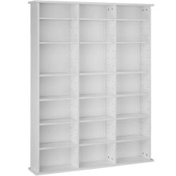 Armoire &eacute;tag&egrave;re biblioth&egrave;que rangement CD / DVD meuble de rangement 136,5 cm blanc 08_0000228