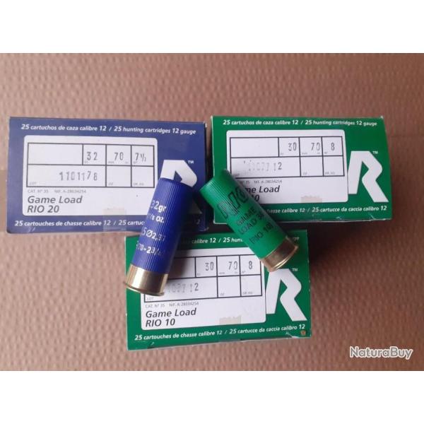 Lot 75 cartouches Rio cal 12 en 7.5 et 8
