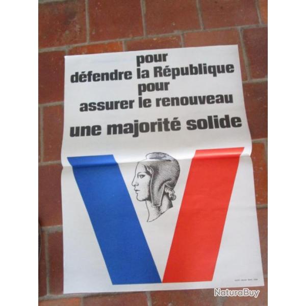 Affiche �lectorale pr�sidentielle propagande G�n�ral DE GAULLE 60 x 80 cm Lib�ration R�sistance
