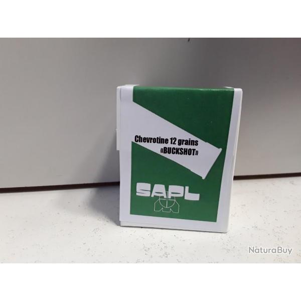 7149 BOITE DE 5 CARTOUCHES  SAPL CHEVROTINES 12GR BUCKSHOT CAOUTCHOUC  CAL12/67 NEUF
