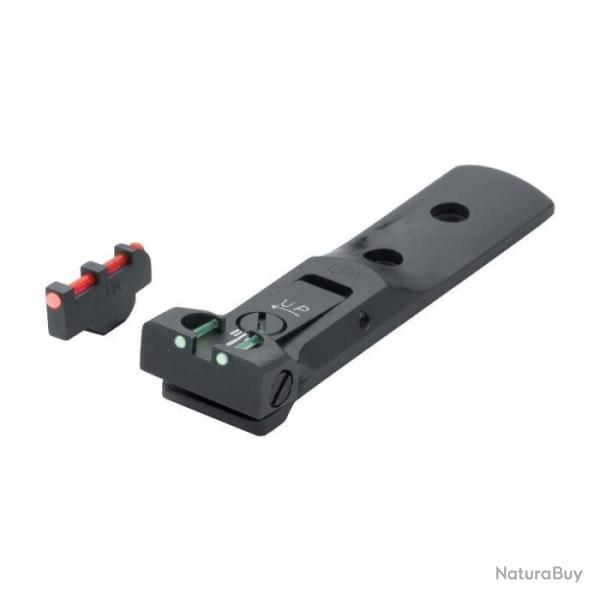 Hausse Rglable et Guidon LPA pour S&W 6xx - Insert Fibre Optique - Avec Goupille