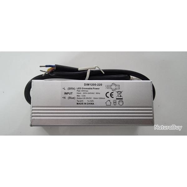 Driver Led Dimmable 1200mA 35W Variable, triac dimmable 220V 240V