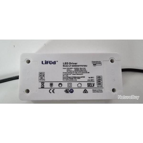 Driver Led Dimmable 700mA 30W Variable, 0-10V, PWM dimmable 100V 240V LIFUD