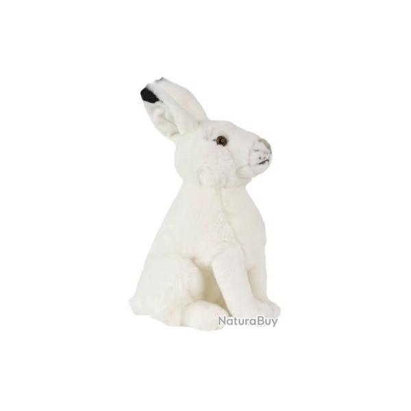 PROMO ! PELUCHE LI�VRE VARIABLE NATURE DE BRENNE BLANC 28 CM PELAGE D'HIVER