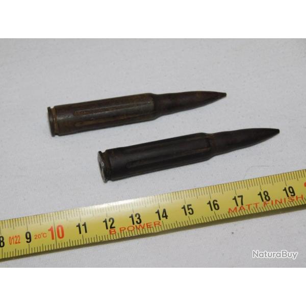 2 ANCIENNES CARTOUCHES MANIPULATION calibre 7.5 MAS