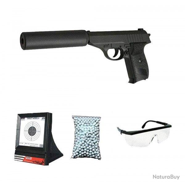 Pack airsoft Cadeau G3A w/ Silencieux + Lunette + Billes + Cible Filet (Galaxy)