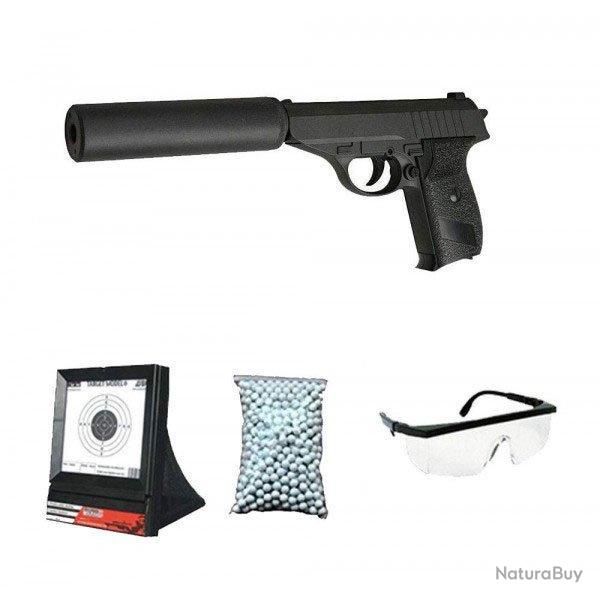 Pack airsoft Cadeau G3A w/ Silencieux + Lunette + Billes + Cible Filet (Galaxy)