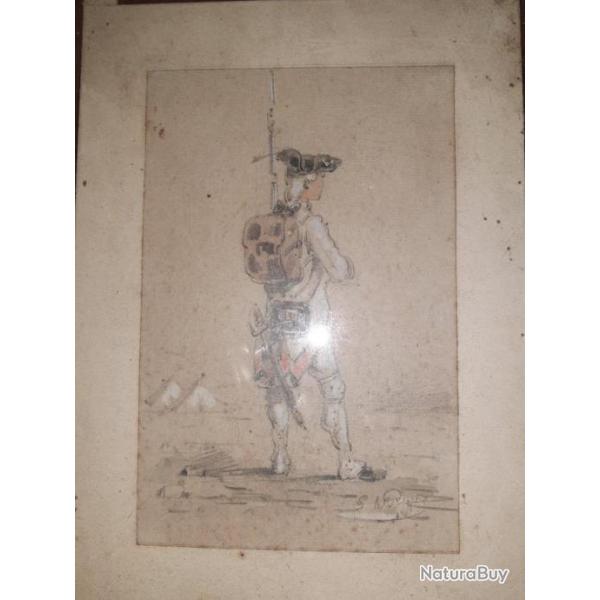 Rare dessin aquarell sign Septime Le Pippre .19 me sicle