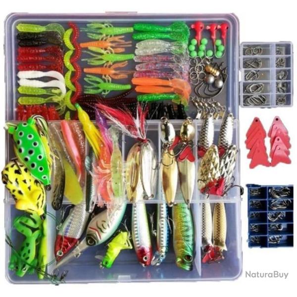 Leurres de p�che Kit 273 Pi�ces Bo�te d'accessoires Poissons Nageurs Spinnerbaits Popper Crapaux