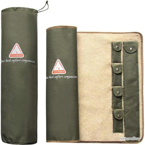 Tapis de Nettoyage Enroulable Pour Fusil de Tir et Chasse Avec Doublure en Polaire Vert