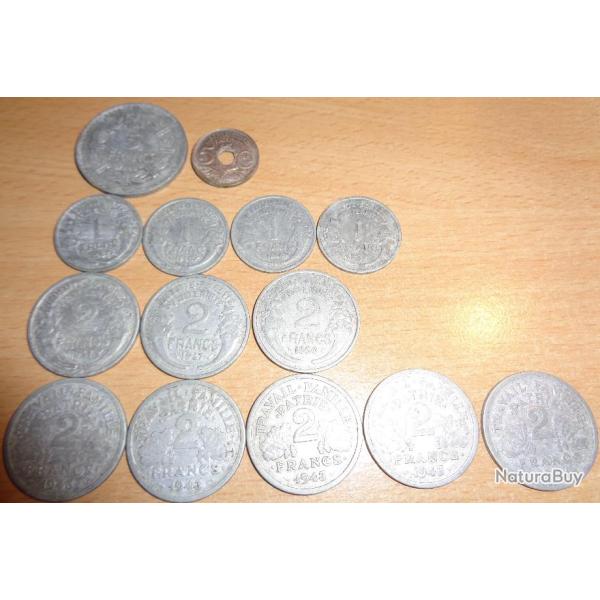 lot de 14 pi�ces de 2 francs , 1 franc ,5 francs et 50 centimes