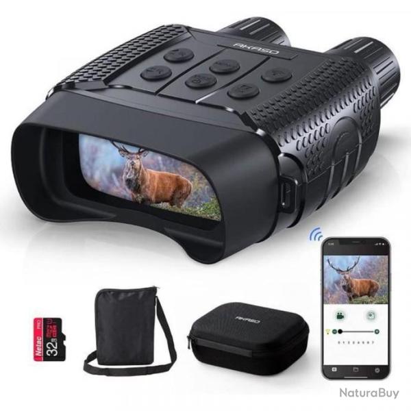 Jumelles de Vision Nocturne Pour la Chasse Jumelles Infrarouges avec WiFi HD Cam�ra IR Noir