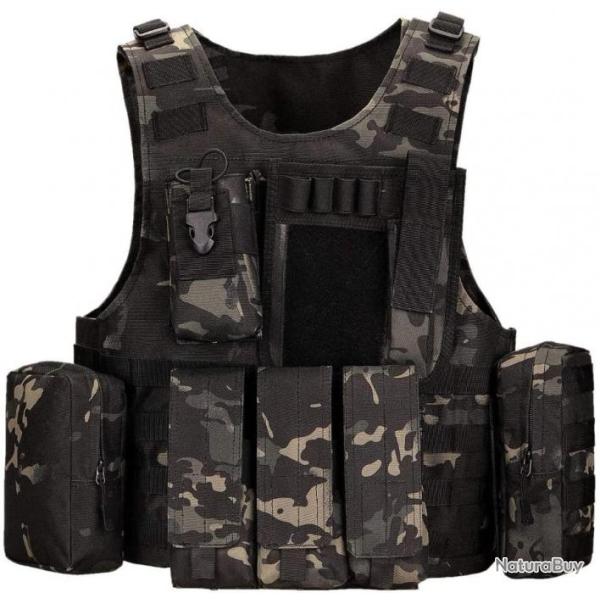 Gilet Tactique Arm�e Militaire Gilet Molle Airsoft Gilet pour Hommes Femmes Camping Randonn�e Chasse