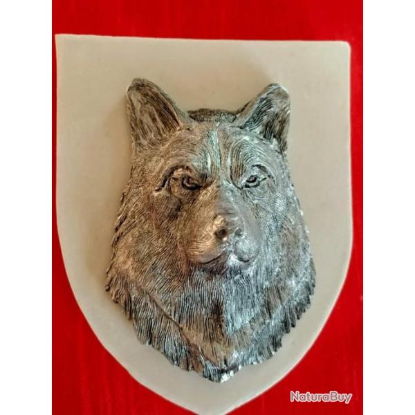 Blason Loup patine tain avec accroche