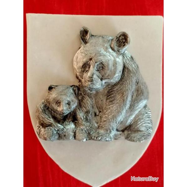 Blason Panda et petit patine tain avec accroche