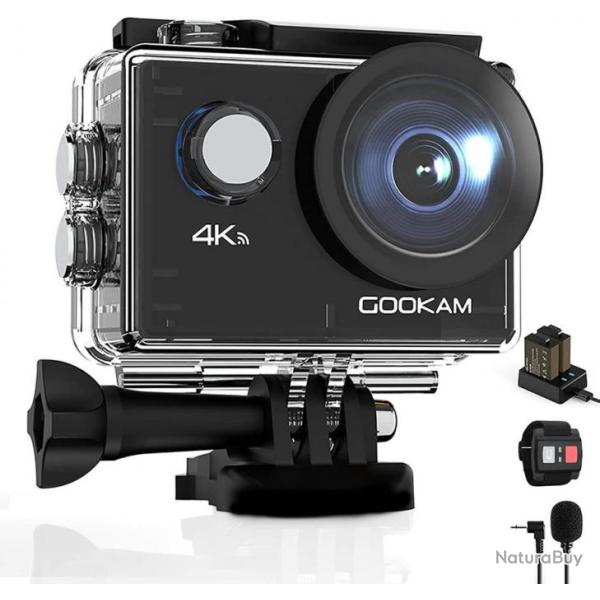 Cam�ra Embarqu�e Sport 4K WiFi 20MP Ultra HD �tanche 40M Grand-Angle LCD avec Microphone 2 Batteries