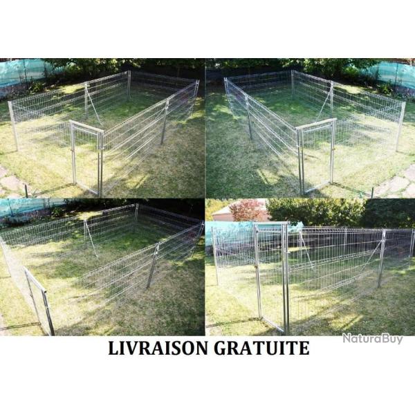 Chenil GEANT 25m� parc chien XXL enclos chien cloture barri�re chenil galvanis� cielterre-commerce