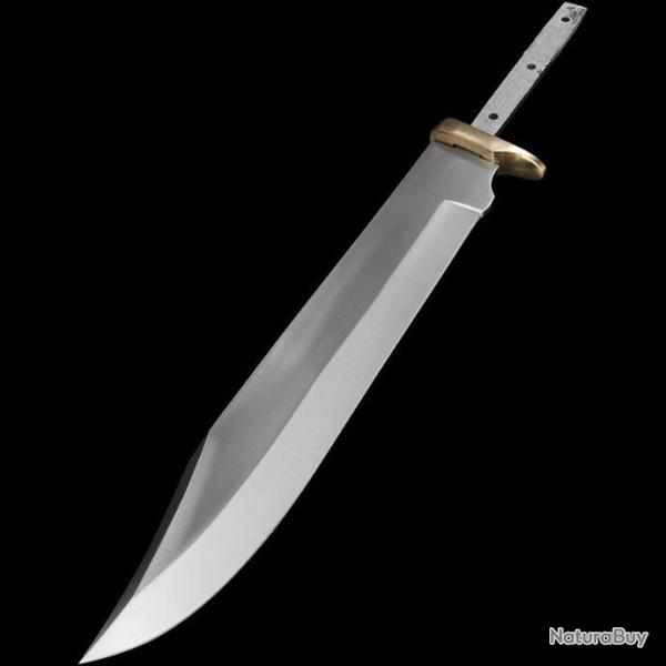 Grosse Lame de Bowie Crocodile Dundee Acier Carbone Garde Laiton BL614