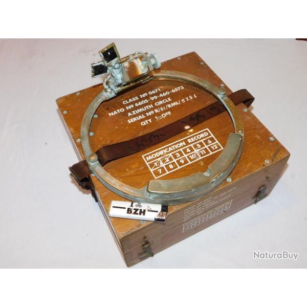 GRANDE ALIDADE de COMPAS + COFFRET BOIS - ROYAL NAVY - ANGLETERRE #.2 b