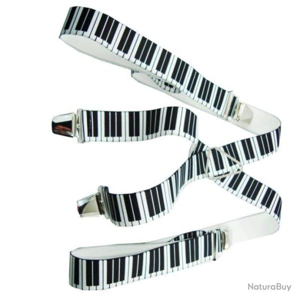 Bretelles fantaisies  pinces rglables coulissantes, motifs piano,. n16