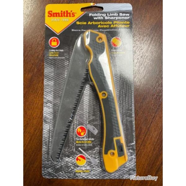Scie arboricole pliante SMITH'S - Avec aiguiseur, allume-feu et sifflet - Lame 20cm