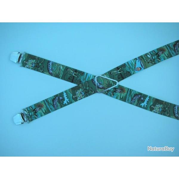 Bretelles  pinces rglables, motifs la pche  la ligne. n19