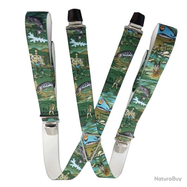 Bretelles � pinces r�glables, motifs la p�che � la ligne. n�19