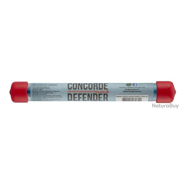 Cal. 50 - Billes de D�fense caoutchouc- Tube de 10 billes - Concorde Defender