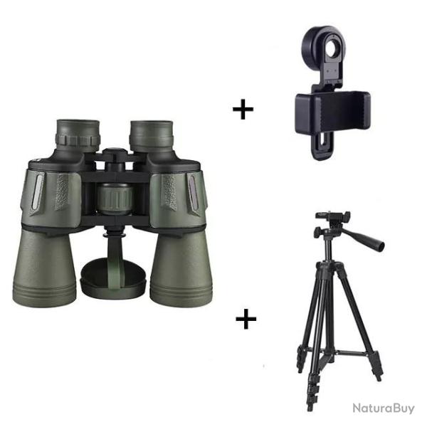 Jumelles Professionnelles 20X + TREPIED + ADAPTATEUR TELEPHONE TOP POUR LA CHASSE