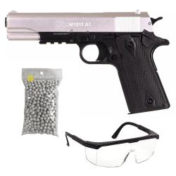 Pack Colt 1911 M&eacute;tal Slide Dual Tone Silver/Black (Cybergun)