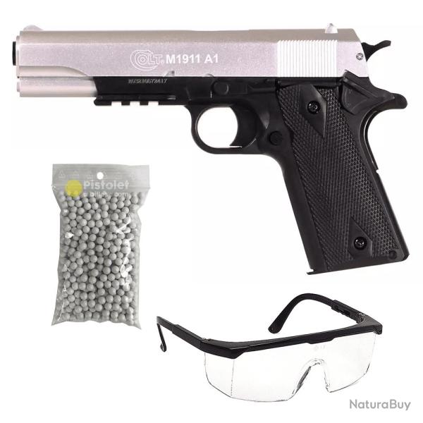 Pack Colt 1911 M�tal Slide Dual Tone Silver/Black (Cybergun)