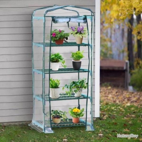 Serre de jardin en acier galvanis� 160 x 70 x 50 cm � 4 �tages - Livraison gratuite et rapide