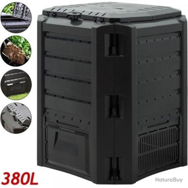 Composteur de jardin 380L � couvercle - Livraison gratuite et rapide