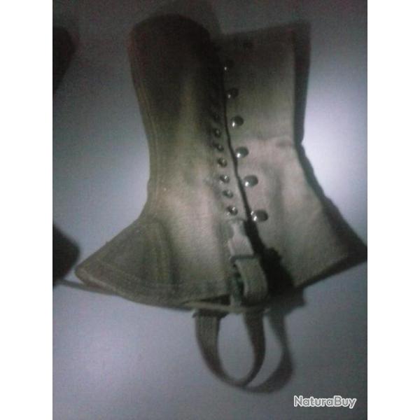 Vd ancien  guetres en toile arm�e fran�aise