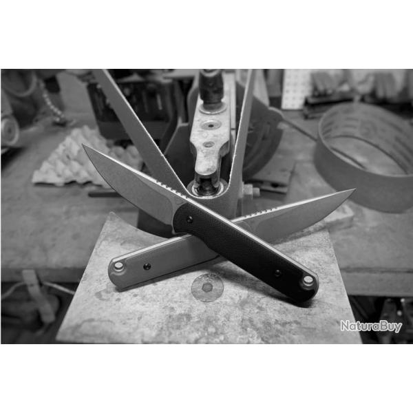 Couteau Ferrum Forge Lackey XL Lame Acier 9Cr18MoV Manche G10 Etui Kydex/T-Clip FF0089B