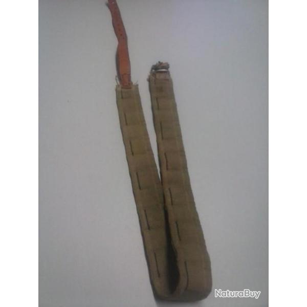 Vd  cartouchi�re artisanale cal 12mm fait avec bande en toile de mitrailleuse de la guerre de 14-18.