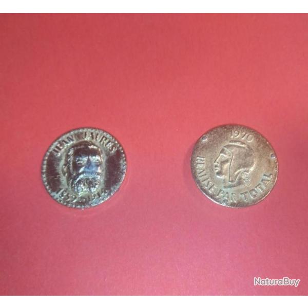 Un jeton Jean Jaur�s 1859-1914.R�alis� par ToTal 1970.