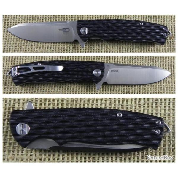 Couteau Bestech Knives Grampus Lame Acier D2 Manche Black G-10 Linerlock BTKG02A