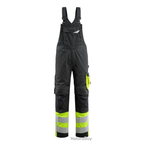 Salopette � poches genouill�res MASCOT SUNDERLAND 15669-860 Noir/Hi-vis jaune 82 cm (Standard) 52 (C
