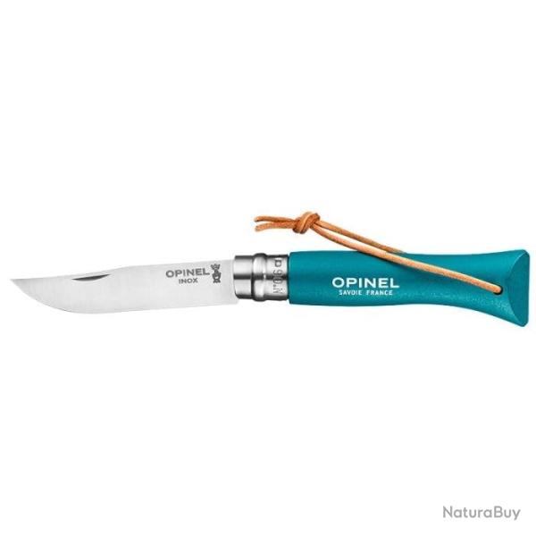 Couteau Opinel Baroudeur N�06 Inox - Lame 70mm Framboise - Turquoise