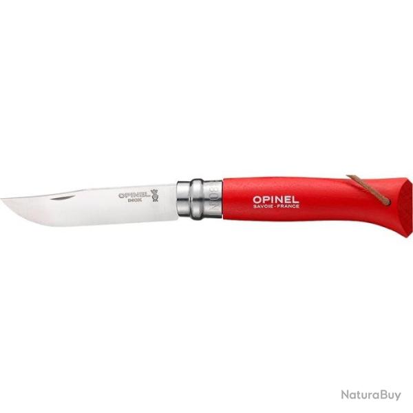 Couteau Opinel Baroudeur N�08 Inox - Lame 85mm Bleu Fonc� - Rouge