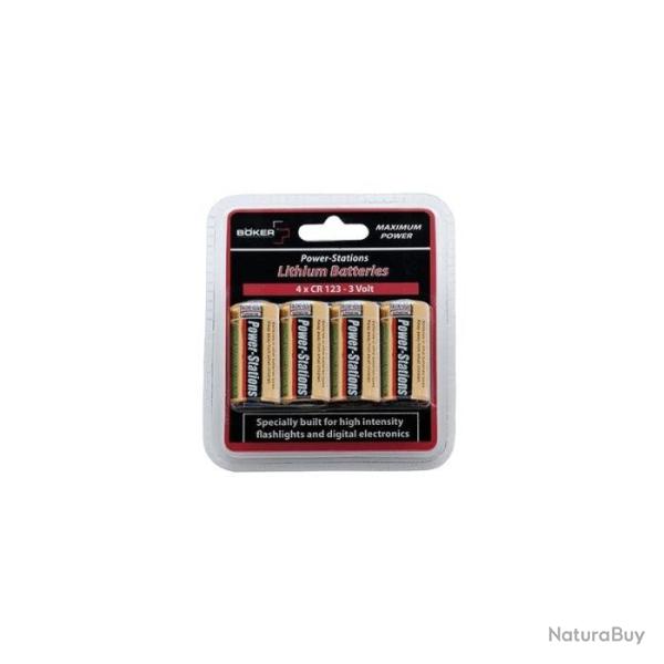 Lot de 4 Piles Boker Plus CR123